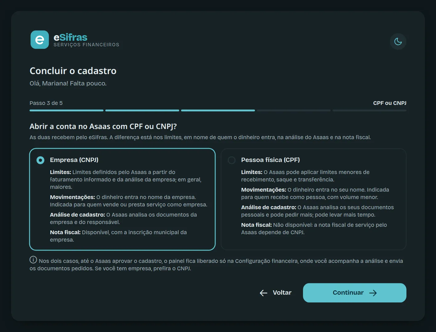 O passo CPF ou CNPJ