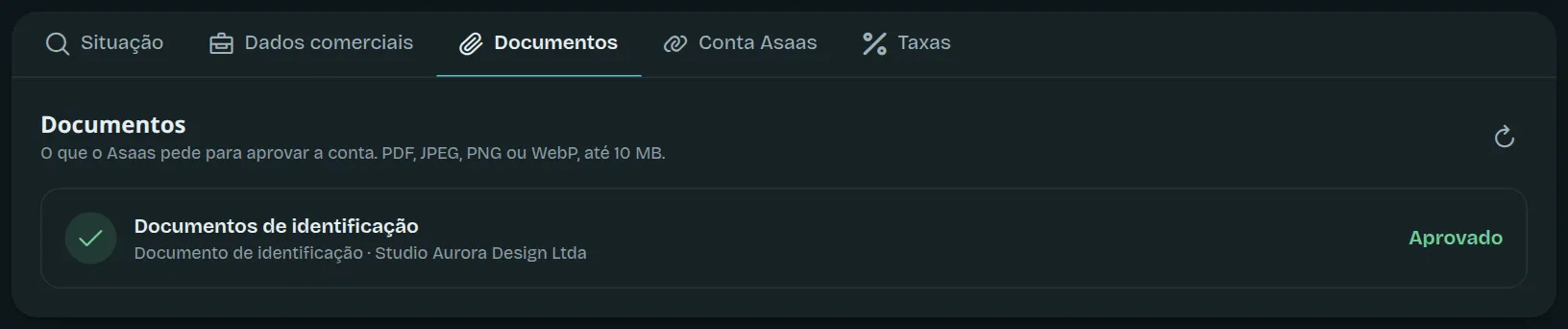 A aba Documentos