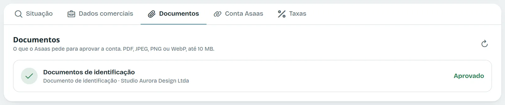 A aba Documentos