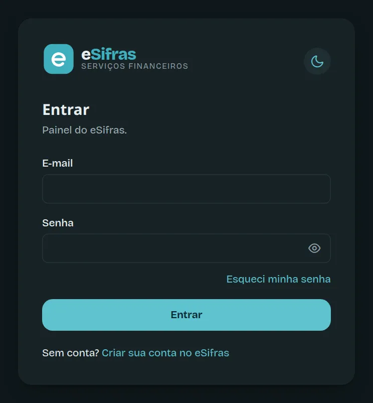 A tela de entrada