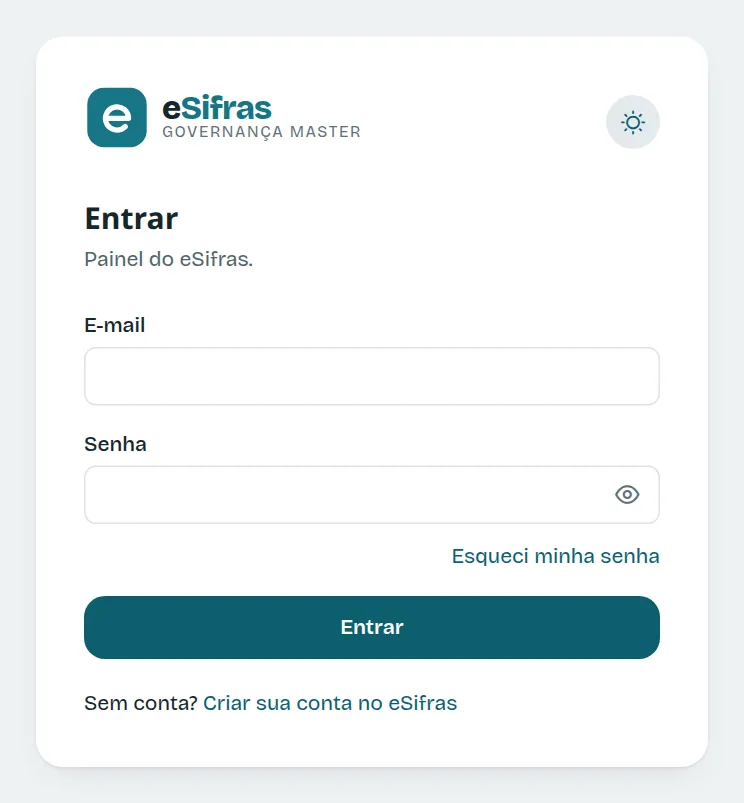 A tela de entrada