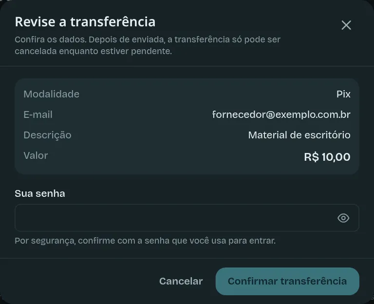 A revisão antes de confirmar