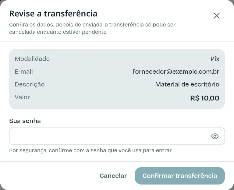 A revisão antes de confirmar